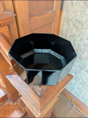 Vintage Stunning Arcoroc OCTIME Black Octagonal Glass Serving Salad Bowl 9"